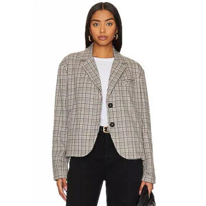 Free People x We the Free Cali Plaid Blazer L Boxy Office Casual Work Preppy￼